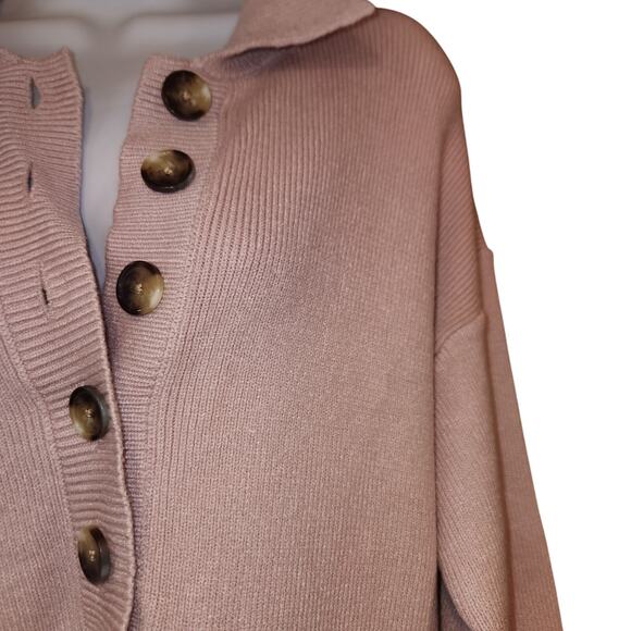 NWOT Light Pink Sweater Long Bell Sleeved Shorts Romper One Piece Sz Small - Picture 2 of 5